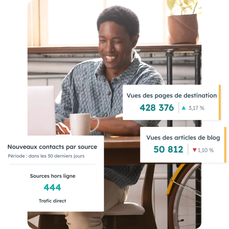 Photos de l'interface du logiciel avec un homme en arrière plan.